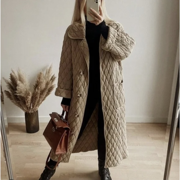 Zara Limited Edition Mink Quilted Knit Button Up Coat - Picture 1 of 11